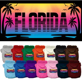 Pet Dog & Cat Screen Printed Hoodie for Small to Medium Pets (Sizes XS-XL), "Florida Beach Shades"