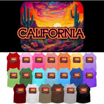 Pet Dog & Cat Screen Printed Shirt for Medium to Large Pets (Sizes 2XL-6XL), "California Neon Desert"