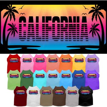 Pet Dog & Cat Screen Printed Shirt for Medium to Large Pets (Sizes 2XL-6XL), "California Beach Shades"