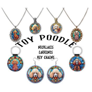 Toy Poodle Jewelry - Stained Glass Style Necklaces, Earrings and more!