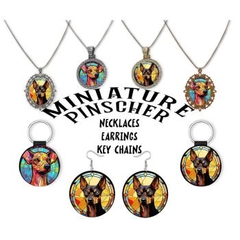 Miniature Pinscher Jewelry - Stained Glass Style Necklaces, Earrings and more!