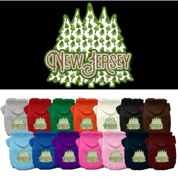 Pet Dog & Cat Screen Printed Hoodie for Small to Medium Pets (Sizes XS-XL), "New Jersey Woodland Trees"
