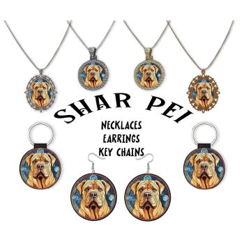 Shar Pei Jewelry - Stained Glass Style Necklaces, Earrings and more!