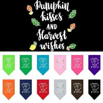 Dog Bandana Screen Printed, "Pumpkin Kisses & Harvest Wishes"