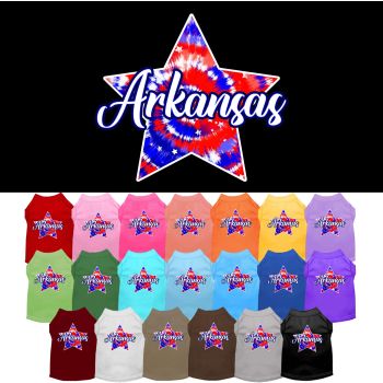 Pet Dog & Cat Screen Printed Shirt for Medium to Large Pets (Sizes 2XL-6XL), "Arkansas Patriotic Tie Dye"