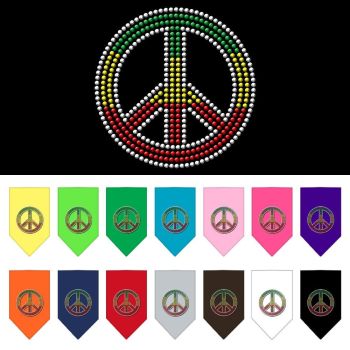 Pet and Dog Bandana Rhinestone, "Rasta Peace Sign"