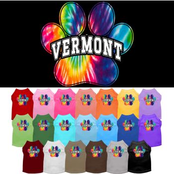 Pet Dog & Cat Screen Printed Shirt for Small to Medium Pets (Sizes XS-XL), "Vermont Bright Tie Dye"