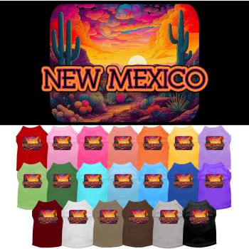 Pet Dog & Cat Screen Printed Shirt for Medium to Large Pets (Sizes 2XL-6XL), "New Mexico Neon Desert"
