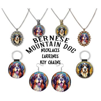 Bernese Mountain Dog Jewelry - Stained Glass Style Necklaces, Earrings and more!