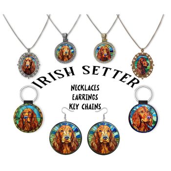 Irish Setter Jewelry - Stained Glass Style Necklaces, Earrings and more!