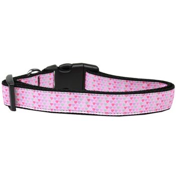Pet Dog & Cat Nylon Collar or Leash, "Many Mini Hearts"