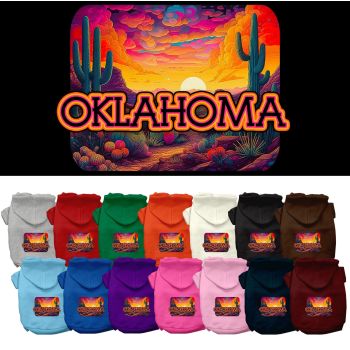 Pet Dog & Cat Screen Printed Hoodie for Small to Medium Pets (Sizes XS-XL), "Oklahoma Neon Desert"