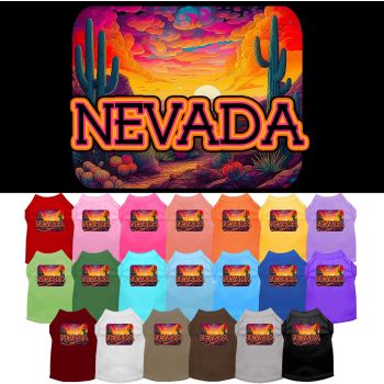 Pet Dog & Cat Screen Printed Shirt for Small to Medium Pets (Sizes XS-XL), "Nevada Neon Desert"