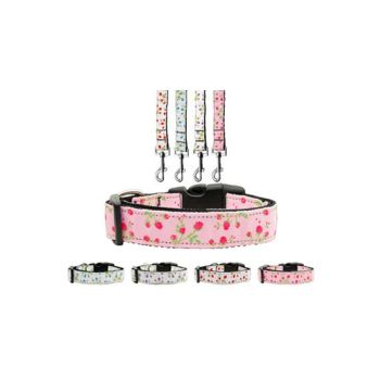 Pet Dog & Cat Nylon Collar or Leash, "Roses"