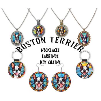 Boston Terrier Jewelry - Stained Glass Style Necklaces, Earrings and more!