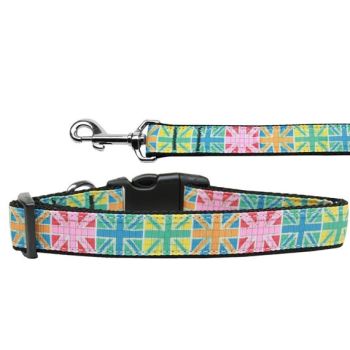 Pet Dog & Cat Nylon Collar or Leash, "Multi-Color UK Flag"