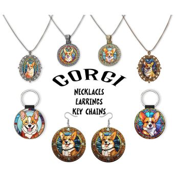 Corgi Jewelry - Stained Glass Style Necklaces, Earrings and more!