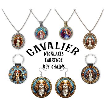 Cavalier King Charles Spaniel Jewelry - Stained Glass Style Necklaces, Earrings and more!