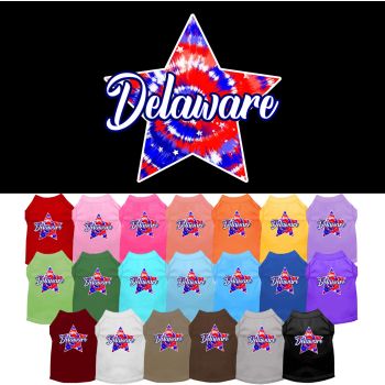 Pet Dog & Cat Screen Printed Shirt for Medium to Large Pets (Sizes 2XL-6XL), "Delaware Patriotic Tie Dye"