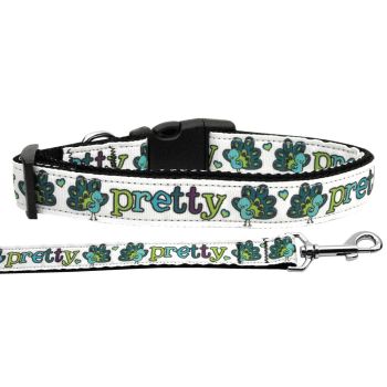 Pet Dog & Cat Nylon Collar or Leash, "Pretty As A Peacock"