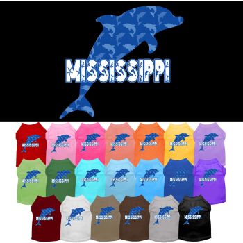 Pet Dog & Cat Screen Printed Shirt for Small to Medium Pets (Sizes XS-XL), "Mississippi Blue Dolphins"