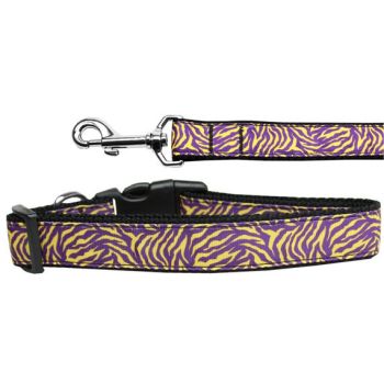 Pet Dog & Cat Nylon Collar or Leash, "Purple and Yellow Tiger Stripes"
