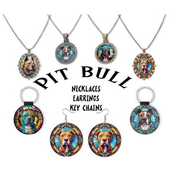 Pit Bull Jewelry - Stained Glass Style Necklaces, Earrings and more!