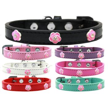 Dog, Puppy & Pet Widget Fashion Collar, "Bright Pink Roses"