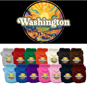 Pet Dog & Cat Screen Printed Hoodie for Small to Medium Pets (Sizes XS-XL), "Washington Trippy Peaks"