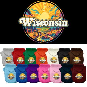Pet Dog & Cat Screen Printed Hoodie for Small to Medium Pets (Sizes XS-XL), "Wisconsin Trippy Peaks"