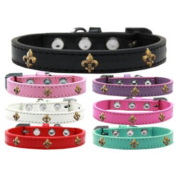 Dog, Puppy & Pet Widget Fashion Collar, "Bronze Fleur De Lis"