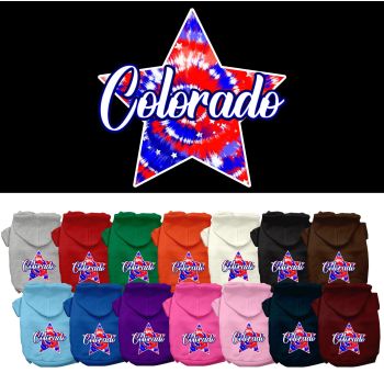 Pet Dog & Cat Screen Printed Hoodie for Medium to Large Pets (Sizes 2XL-6XL), "Colorado Patriotic Tie Dye"