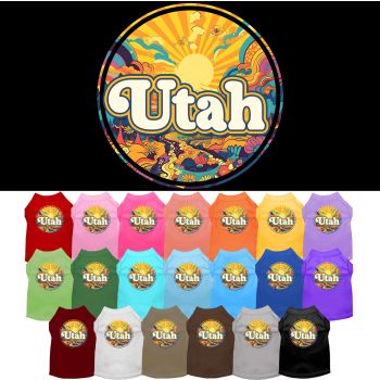 Pet Dog & Cat Screen Printed Shirt, "Utah Trippy Peaks"