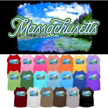 Pet Dog & Cat Screen Printed Shirt for Medium to Large Pets (Sizes 2XL-6XL), "Massachusetts Summer"