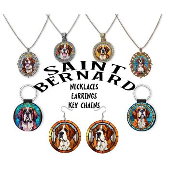 Saint Bernard Jewelry - Stained Glass Style Necklaces, Earrings and more!