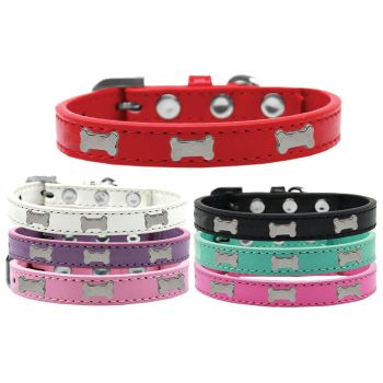 Dog, Puppy & Pet Widget Fashion Collar, "Silver Bone"