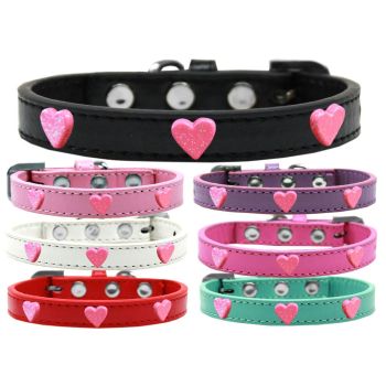 Dog, Puppy & Pet Widget Fashion Collar, "Pink Glitter Heart"