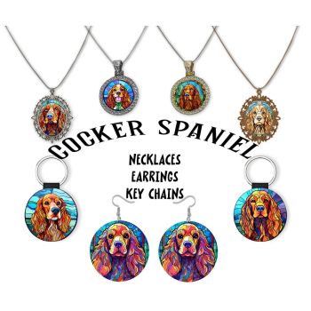 Cocker Spaniel Jewelry - Stained Glass Style Necklaces, Earrings and more!