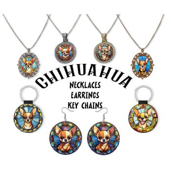 Chihuahua Jewelry - Stained Glass Style Necklaces, Earrings and more!