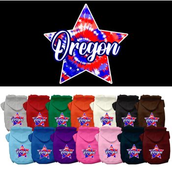 Pet Dog & Cat Screen Printed Hoodie for Small to Medium Pets (Sizes XS-XL), "Oregon Patriotic Tie Dye"