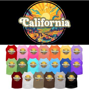 Pet Dog & Cat Screen Printed Shirt, "California Trippy Peaks"