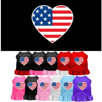 Pet Dog & Cat Dress Screen Printed, "American Flag Heart"