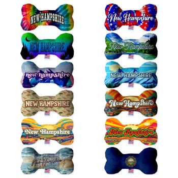 Pet & Dog Plush Bone Toys, "New Hampshire State Options" (Available in different pattern options)