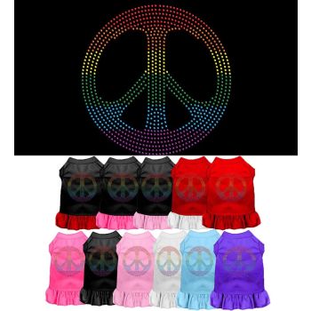Pet Dog & Cat Dress Rhinestone, "Rainbow Peace"