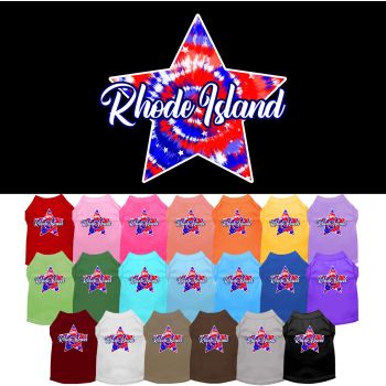 Pet Dog & Cat Screen Printed Shirt for Small to Medium Pets (Sizes XS-XL), "Rhode Island Patriotic Tie Dye"