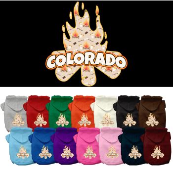 Pet Dog & Cat Screen Printed Hoodie for Small to Medium Pets (Sizes XS-XL), "Colorado Around The Campfire"