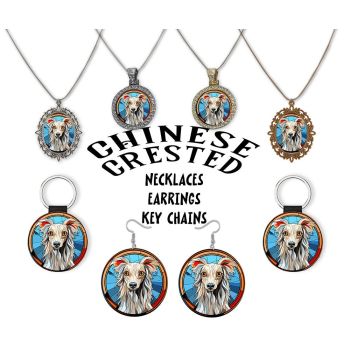 Chinese Crested Breed Jewelry - Stained Glass Style Necklaces, Earrings and more!