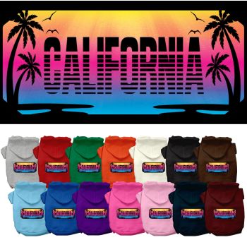 Pet Dog & Cat Screen Printed Hoodie for Medium to Large Pets (Sizes 2XL-6XL), "California Beach Shades"