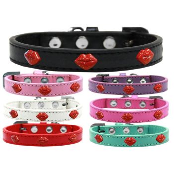 Dog, Puppy & Pet Widget Fashion Collar, "Red Glitter Lips"