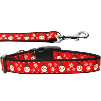 Christmas Pet Dog & Cat Nylon Collar or Leash, "Snowmen"